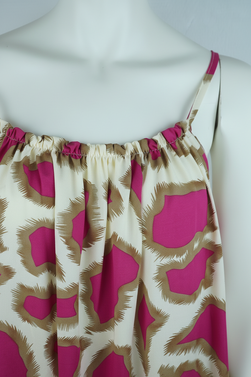 Sommerkleid Animal Print Creme Pink Detail