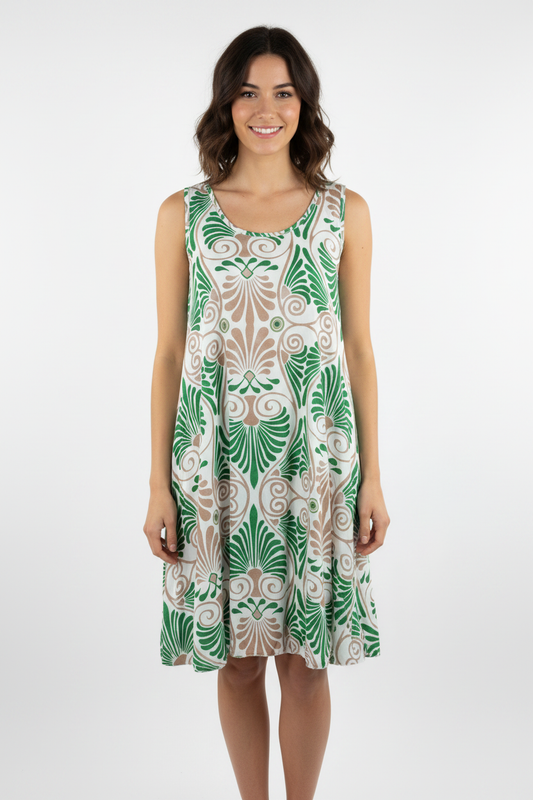 Sommerkleid Art-Déco Grün Groß Vorderansicht