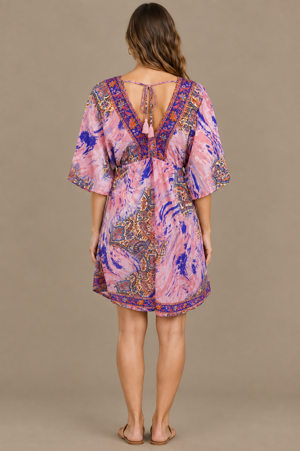 Boho Tunika in Rosé und Violett – Rückansicht