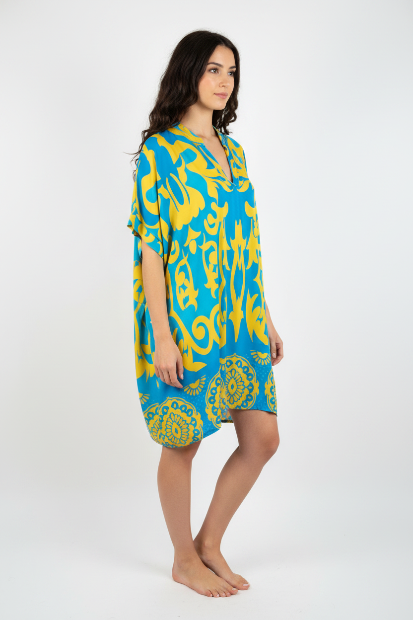 Kaftan Barock Türkis Gelb Seitenansicht KI