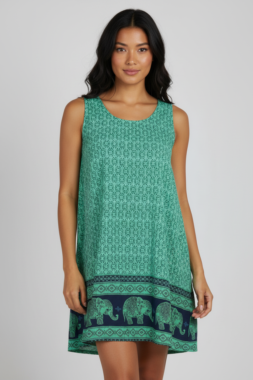 Sommerkleid Maya Türkis – KI Vorderseite