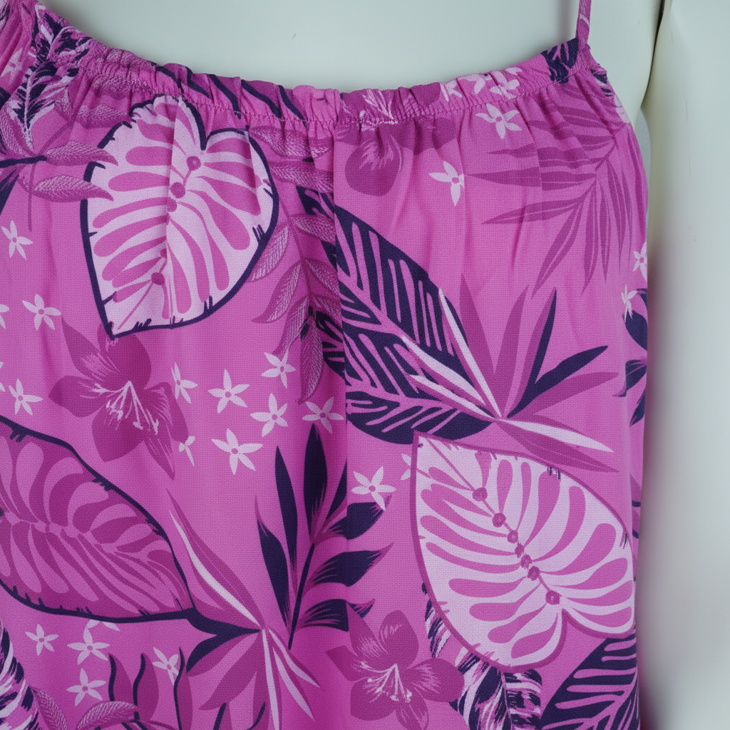 Sommerkleid Tropical Pink Lila Detailshot KI
