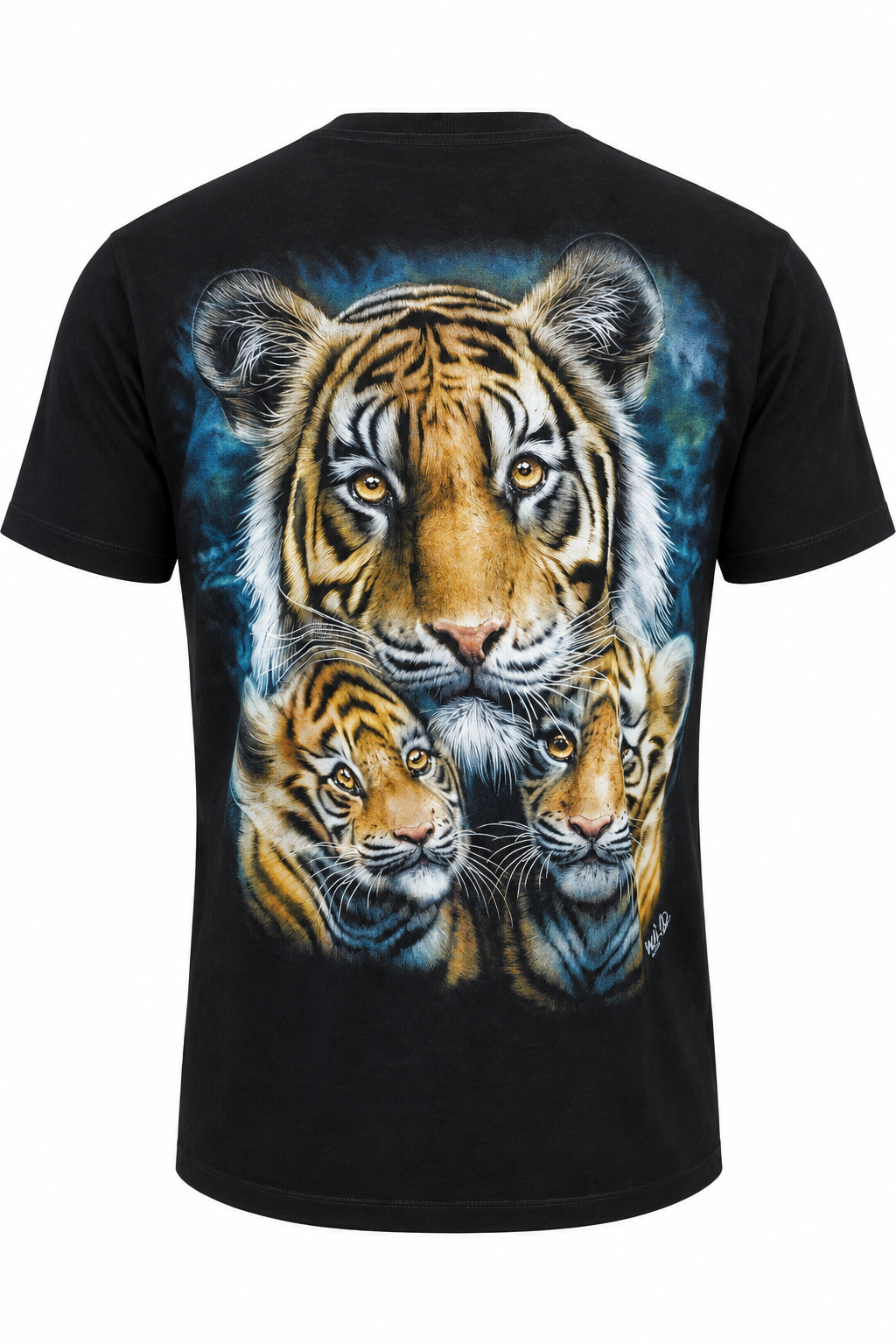 Rückseite des schwarzen Tiger Family T-Shirts mit großem Tigermotiv