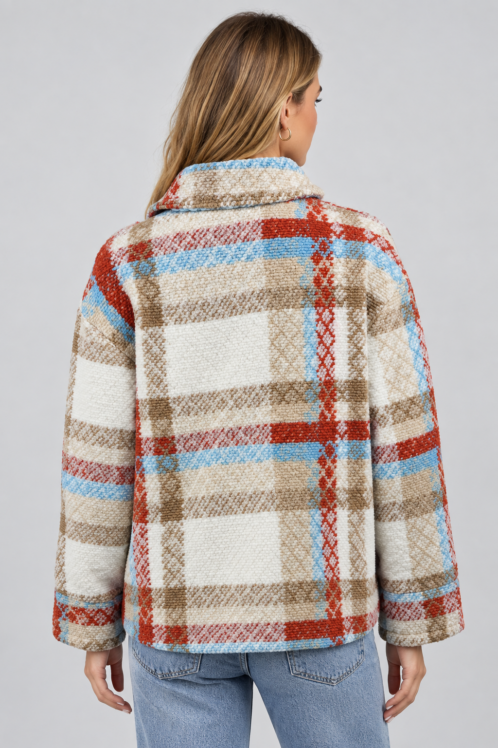 Karierte Oversize Jacke Shacket – Rückansicht
