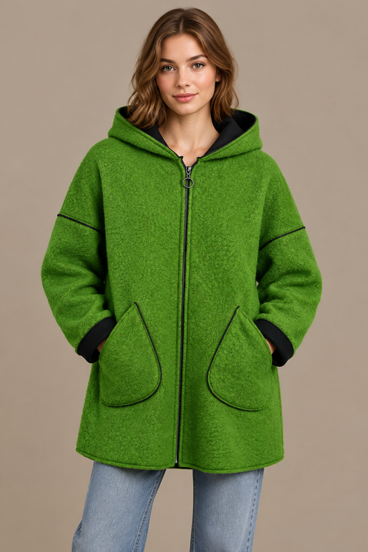 Kapuzenjacke Wollfilz Grün – Studio Hauptbild