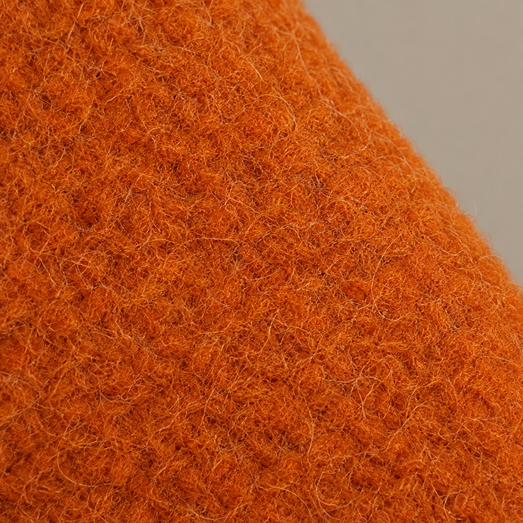 Kapuzenjacke Wollfilz Orange – Stoff Detail