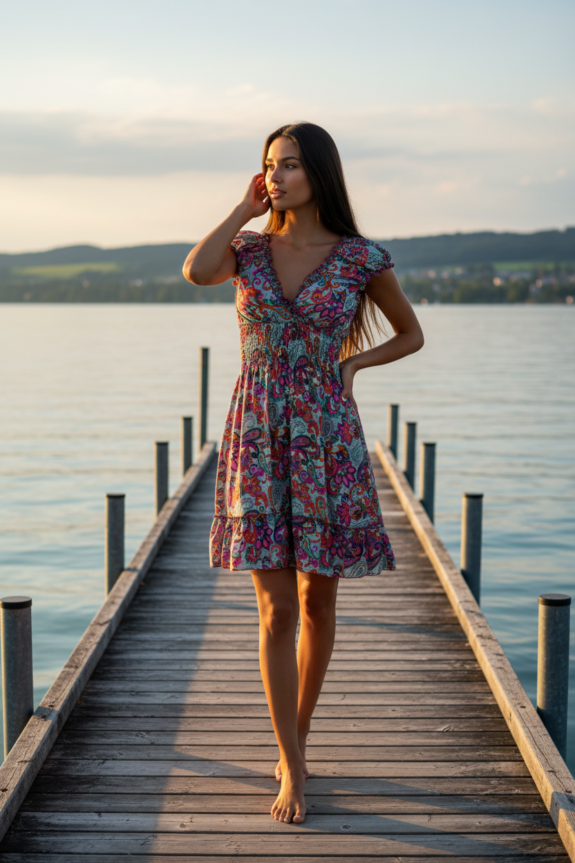 Sommerkleid Alia Mint/Multicolor – Bodensee Lifestyle