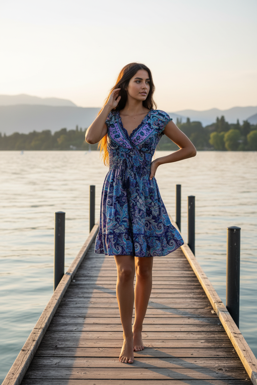 Sommerkleid Alia Dunkelblau/Lila – Bodensee Lifestyle