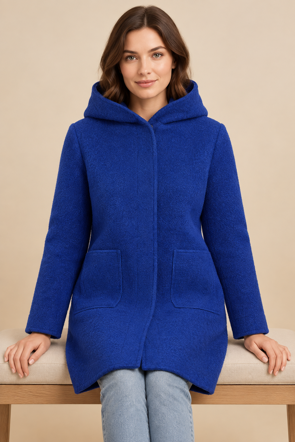 Kuschelmantel mit Kapuze – Blau